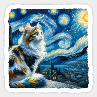 Turkish Van Starry Night Inspired - Artistic Cat Sticker